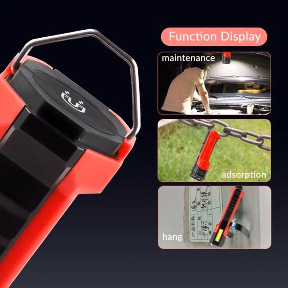 NESTLUNE Red USB Rechargeable COB LED Magnetic Work Light for Car Mechanics – 5