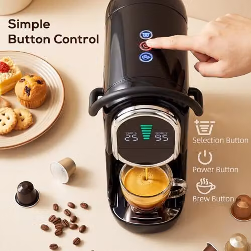 HOMCOM Pod Coffee Machine for Nespresso and Dolce Gusto Capsules, Black – 5
