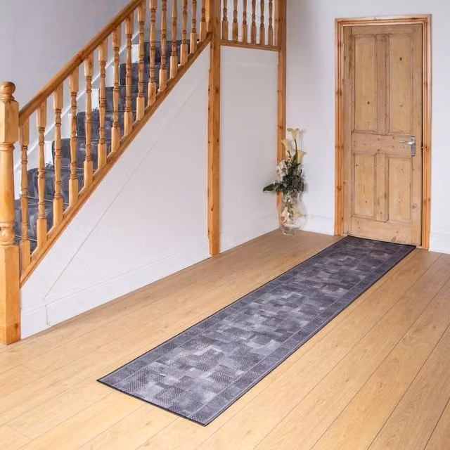 runrug Tribe Grey Hallway Runner Rug, Non-Slip and Hardwearing, W: 80 cm, L: 330 cm