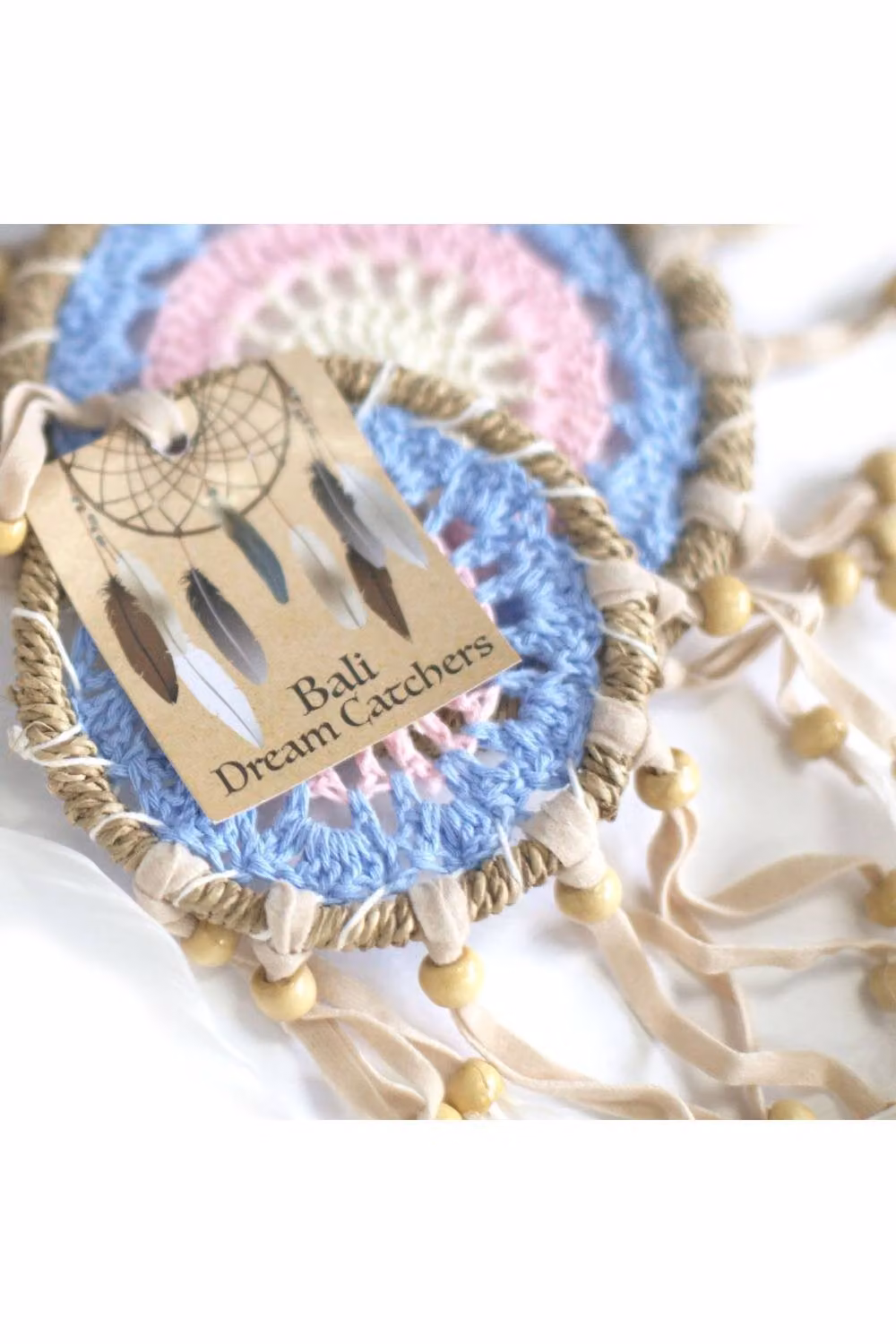 KDMD Blue and Multicolour Macramé Dream Catcher, Diameter: 12 cm – 4
