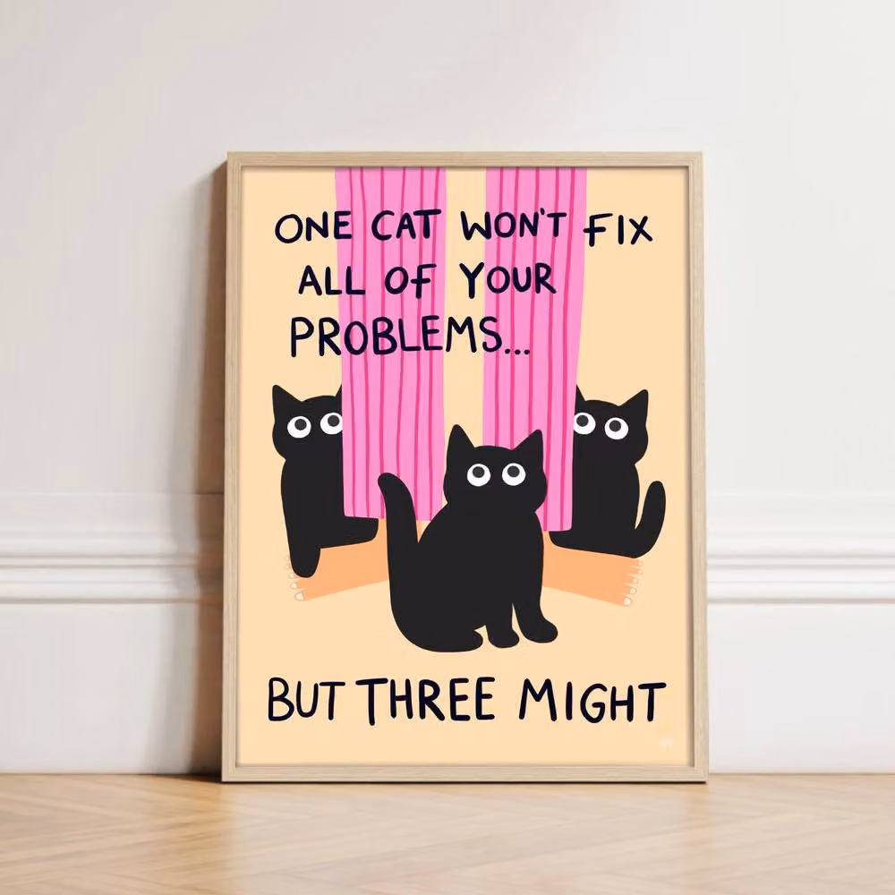 The Paper Tail Three Cats Multicolour Wall Print, W/H: 21.0 x 29.7 cm – 4