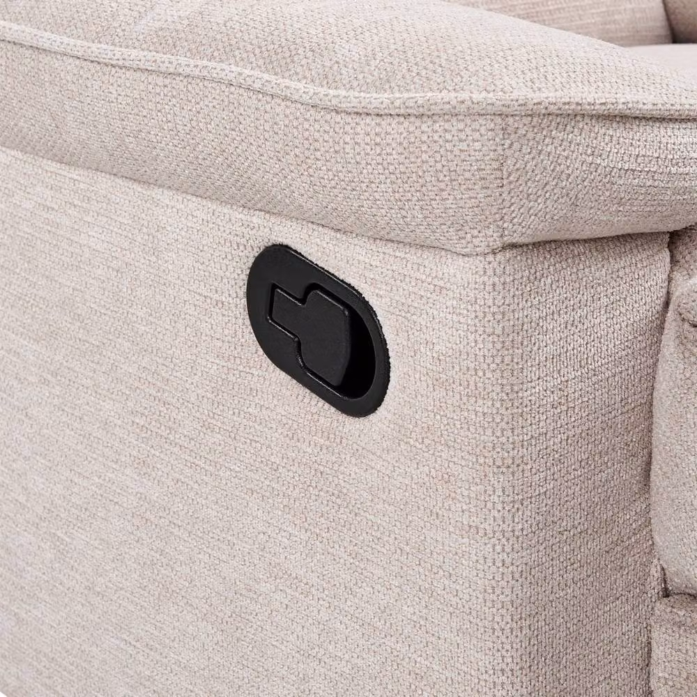 Wyld and Coco Beige Fabric Armchair with Adjustable Footrest and Solid Wood Frame – 3