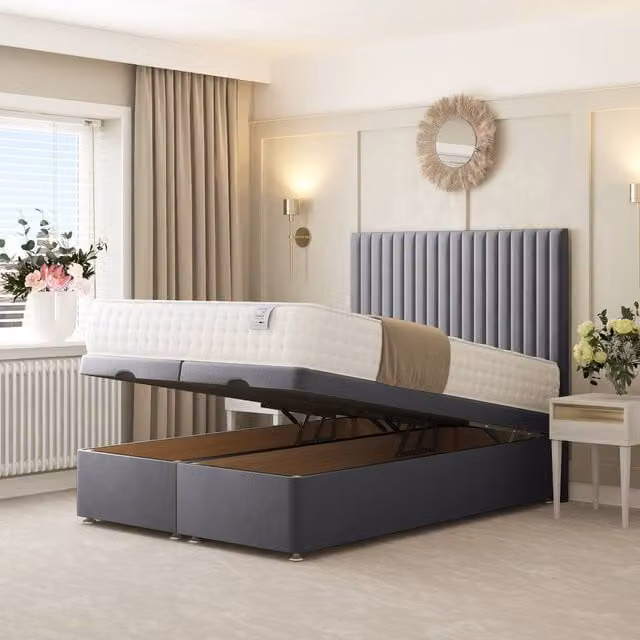 Bed Choices Khloe Ottoman Upholstered Divan Bed with 54 inch Headboard in Grey, W/D/H: 180 x 200 cm