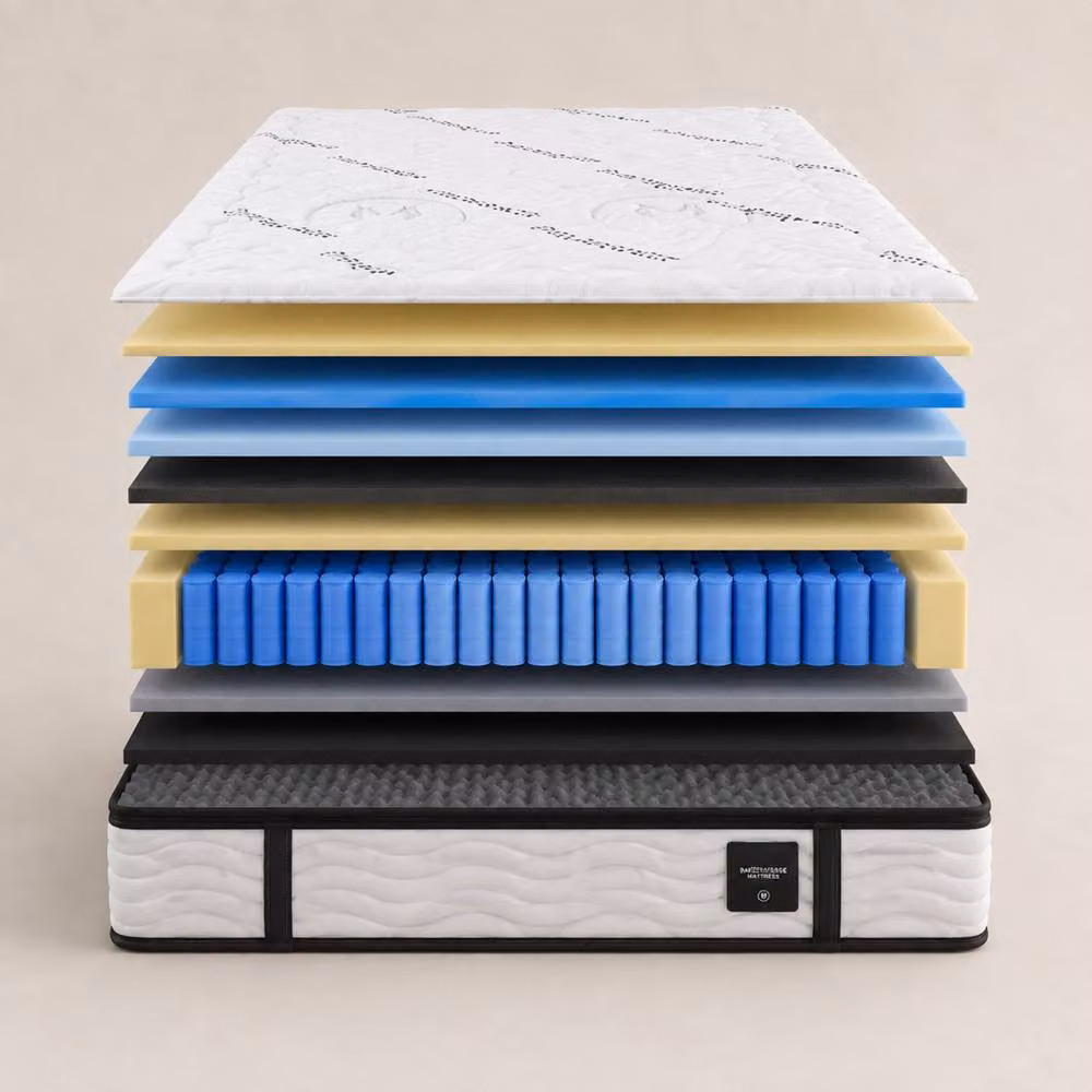 Stratus Interiors Prime Massage 3000 Hybrid Pocket Gel Mattress in White, W/D/H: 180 x 200 x 25 cm – 3
