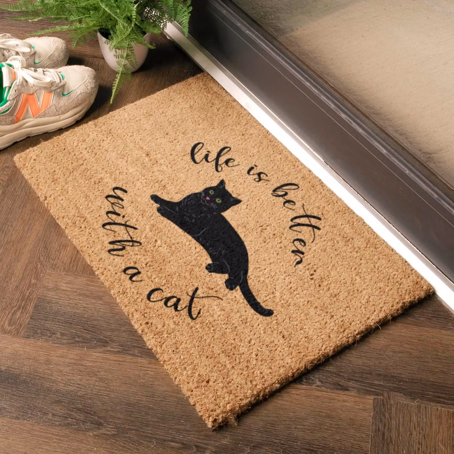 Artsy Mats Life Is Better With A Cat Doormat, Brown, W: 60 cm, D: 40 cm – 2