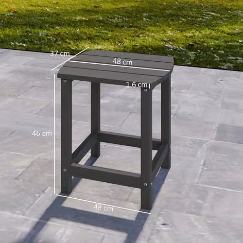 Outsunny Grey Plastic Outdoor Side Table for Garden and Terrace – 3