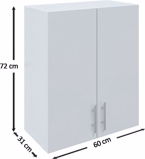 JD Greta Modern Kitchen Wall Unit with Hinged Doors, Grey Matt, W/D/H: 60.0 x 2.0 x 72.0 cm