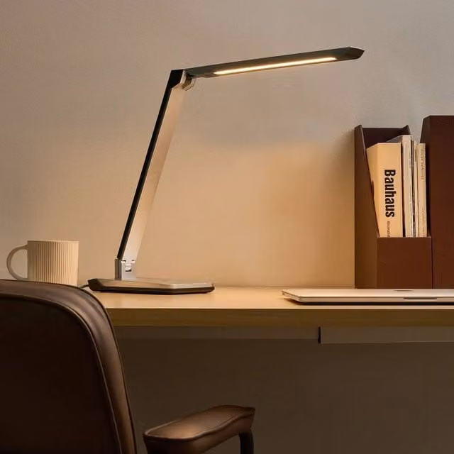 Wyld and Coco LED Desk Lamp in Silver with Touch Dimmer and Adjustable Brightness
