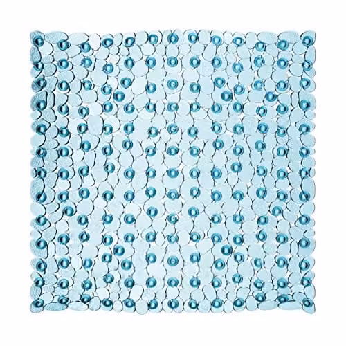 Orsina Non-Slip Pebble Square Bath Mat in Blue, W/D/H: 54 x 54 x 1 cm