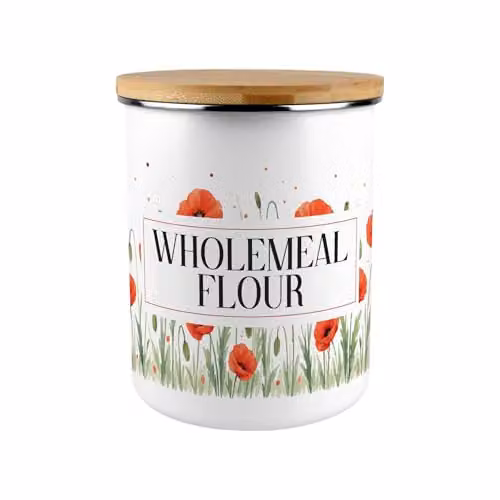 Purely Home Red Summer Poppies Extra Large Airtight Flour Canister with Floral Pattern – 1