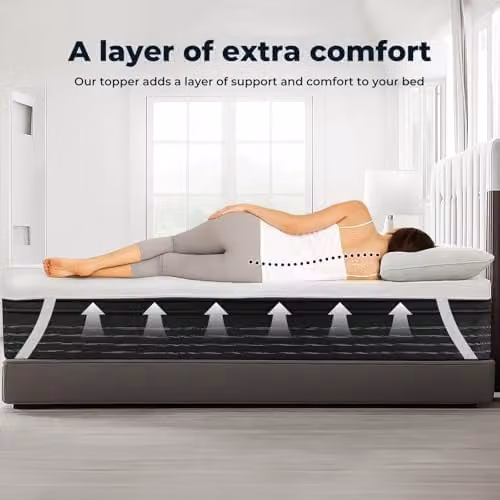 Lavio White Microfibre Thick King Mattress Topper with 10cm Depth and Elastic Straps – 3