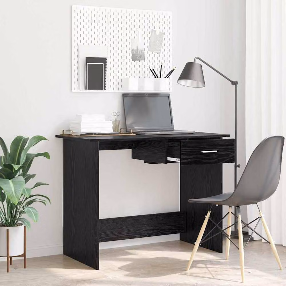 Berkfield Black Oak Writing Desk with Drawer, W/D/H: 100 x 50 x 76 cm – 2