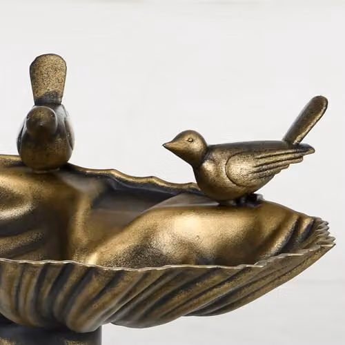 Outsunny Bronze Tone Bird Bath with 2 Decorative Birds, Height: 81 cm – 6