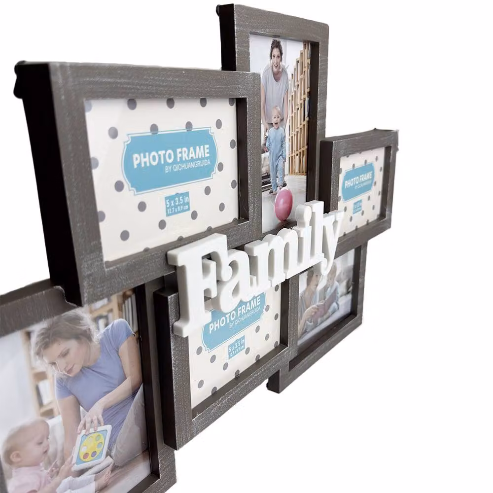 Voltico Black Wood-Effect Multi Photo Frame in Dark Grey, W: 46 cm x H: 32 cm – 4