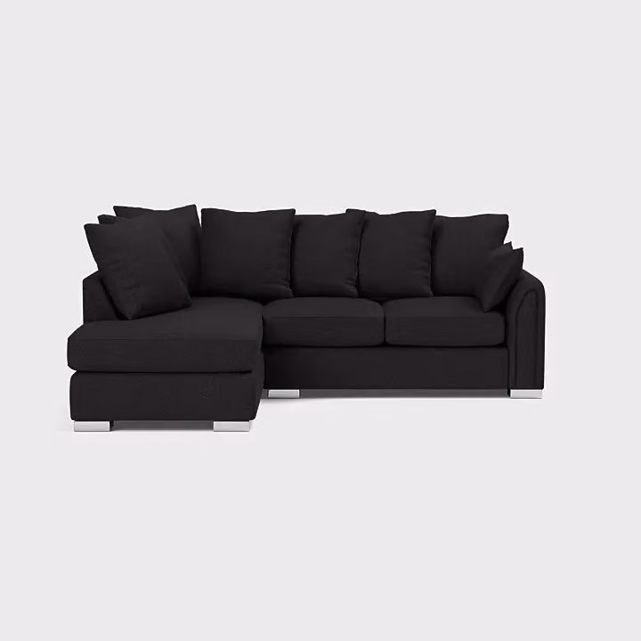 Snugg Furniture UK Limited Cardinal Left Hand Corner Sofa with Matching Ottoman Footstool in Black Fabric – 2