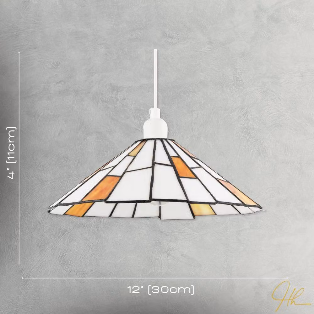 Happy Homewares Modern Round Tiffany Glass Pendant Lighting Shade in Orange and Multicolour – 3