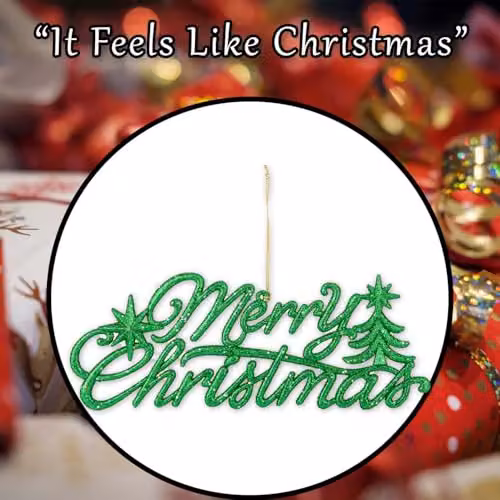 VFM e-Store Merry Christmas Hanging Decoration, Green, W/H: 14 x 20 cm – 6