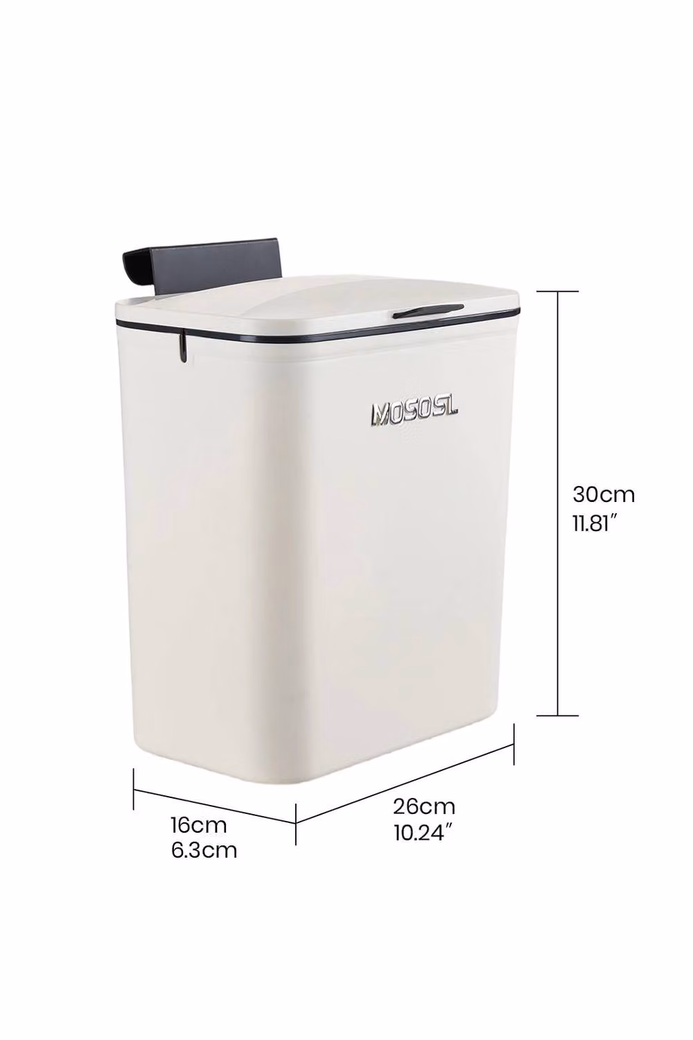 Living and Home 9L Wall Mounted Hanging Rubbish Bin with Flip Lid in Beige – 5