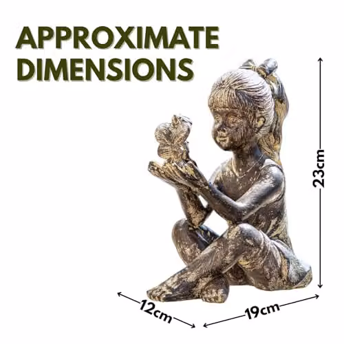 Garden Mile Fairy Pixie Sitting Girl Garden Ornament, Weatherproof Resin Stone Effect Statue, Height: 23 cm – 3