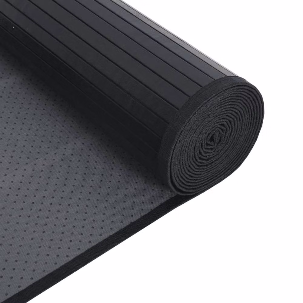 Berkfield Home Rectangular Bamboo Rug in Black, W/D/H: 60 x 300 cm – 1