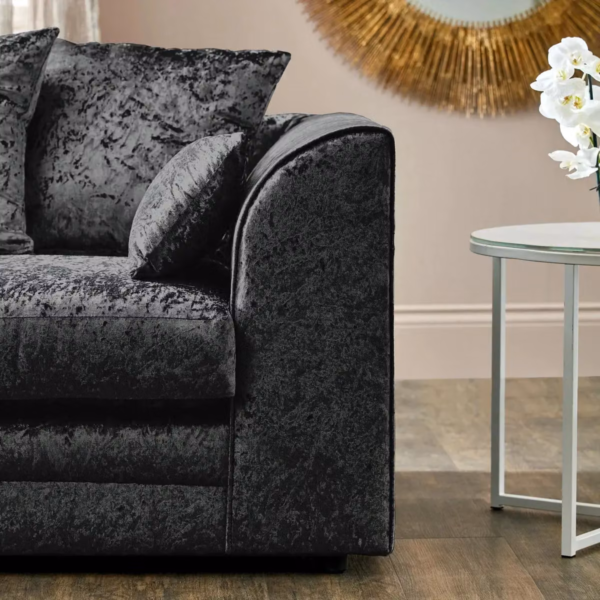 Snugg Furniture UK Limited Aurora 3 Seater Crushed Velvet Sofa in Black – 5