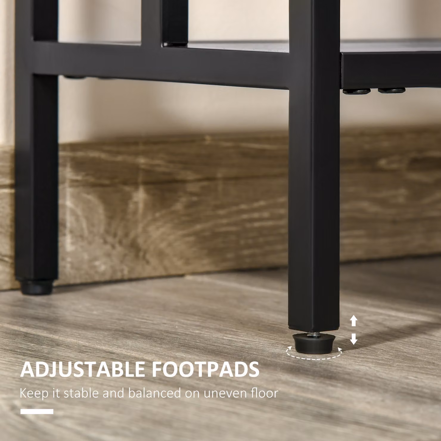 HOMCOM Industrial Console Table with Storage Shelf in Grey and Black – 6