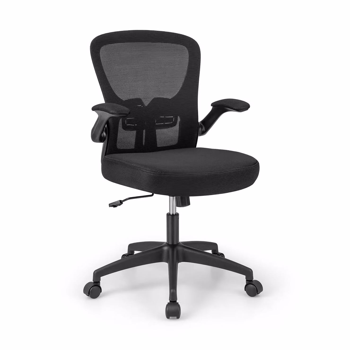 Costway Ergonomic Black Fabric Office Chair with Adjustable Swivel and Armrests – 10