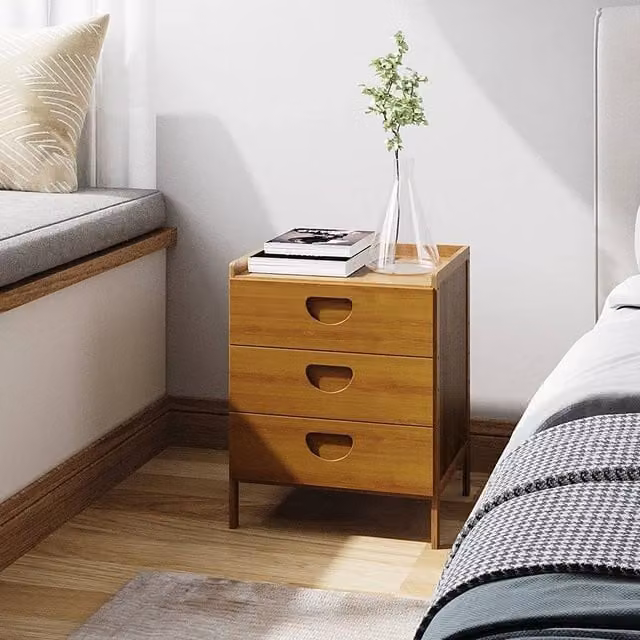 EONLION Small Bedside Table Cabinet in Brown – 1