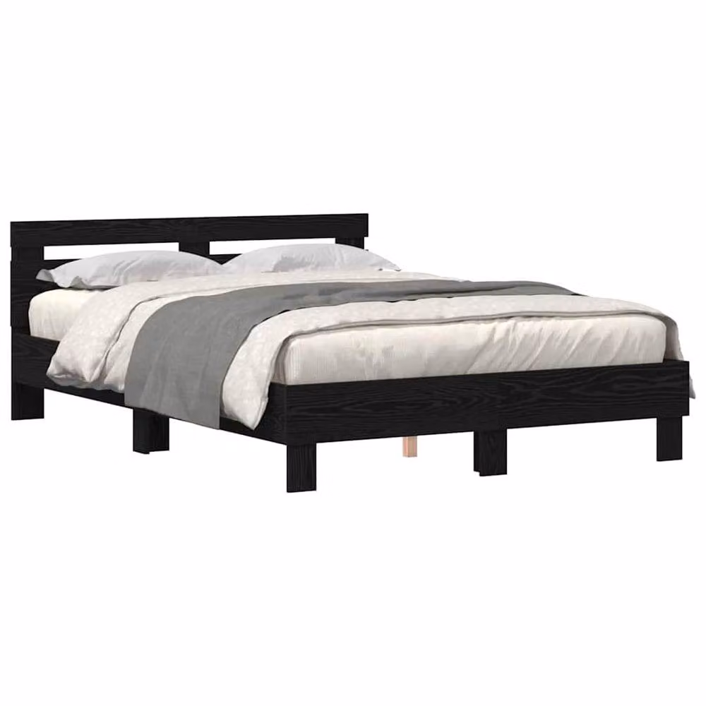 Berkfield Home Black Solid Oak Bed Frame, W/D/H: 150 x 200 x 155 cm – 3