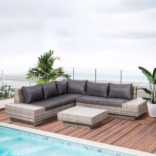 Chilli Seating Brol Grey Rattan Outdoor Sectional Corner Sofa