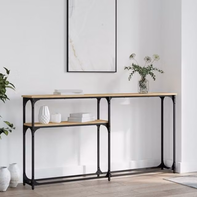 Berkfield Home Sonoma Oak Console Table, Brown, W: 145 cm, D: 22.5 cm, H: 75 cm