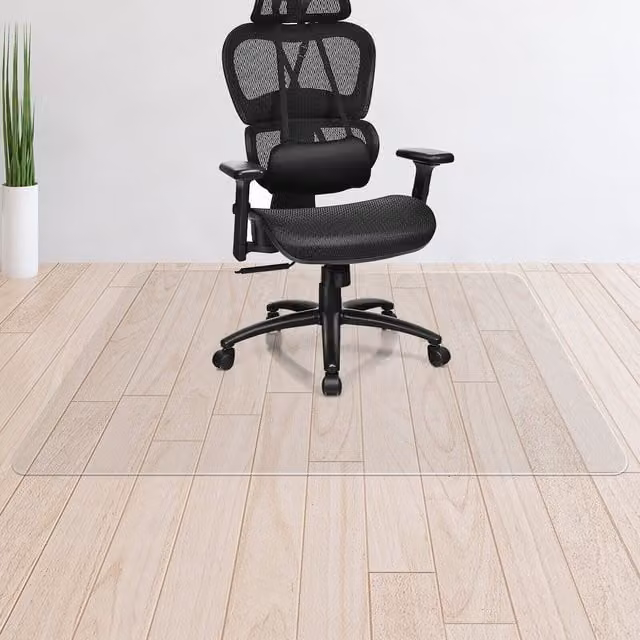 Costway Anti-Slip PVC Chair Mat, Transparent White Multi-Purpose Floor Protector for Home and Office