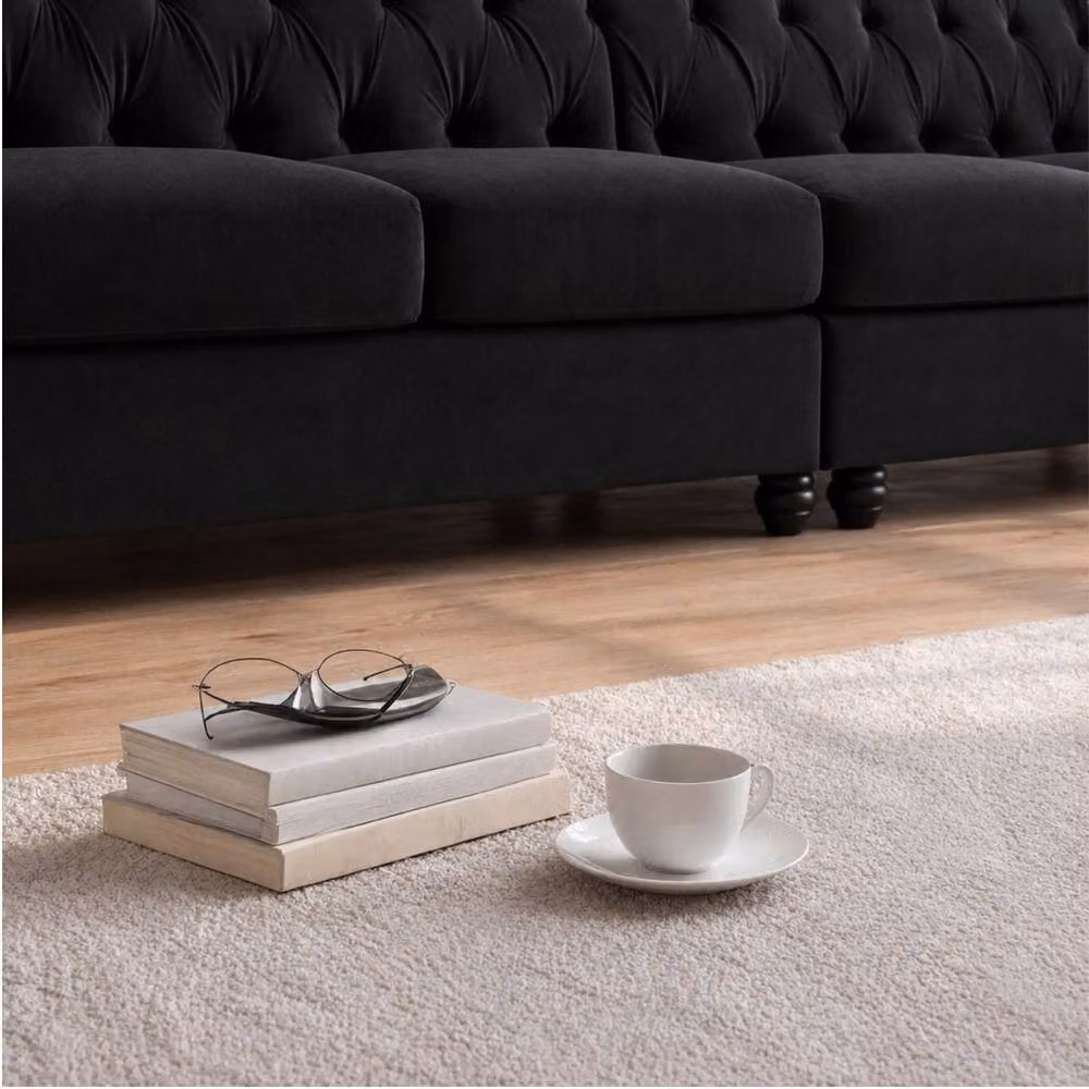 Sofaya Hampton 4 Seater Chesterfield Sofa in Black Velvet – 2