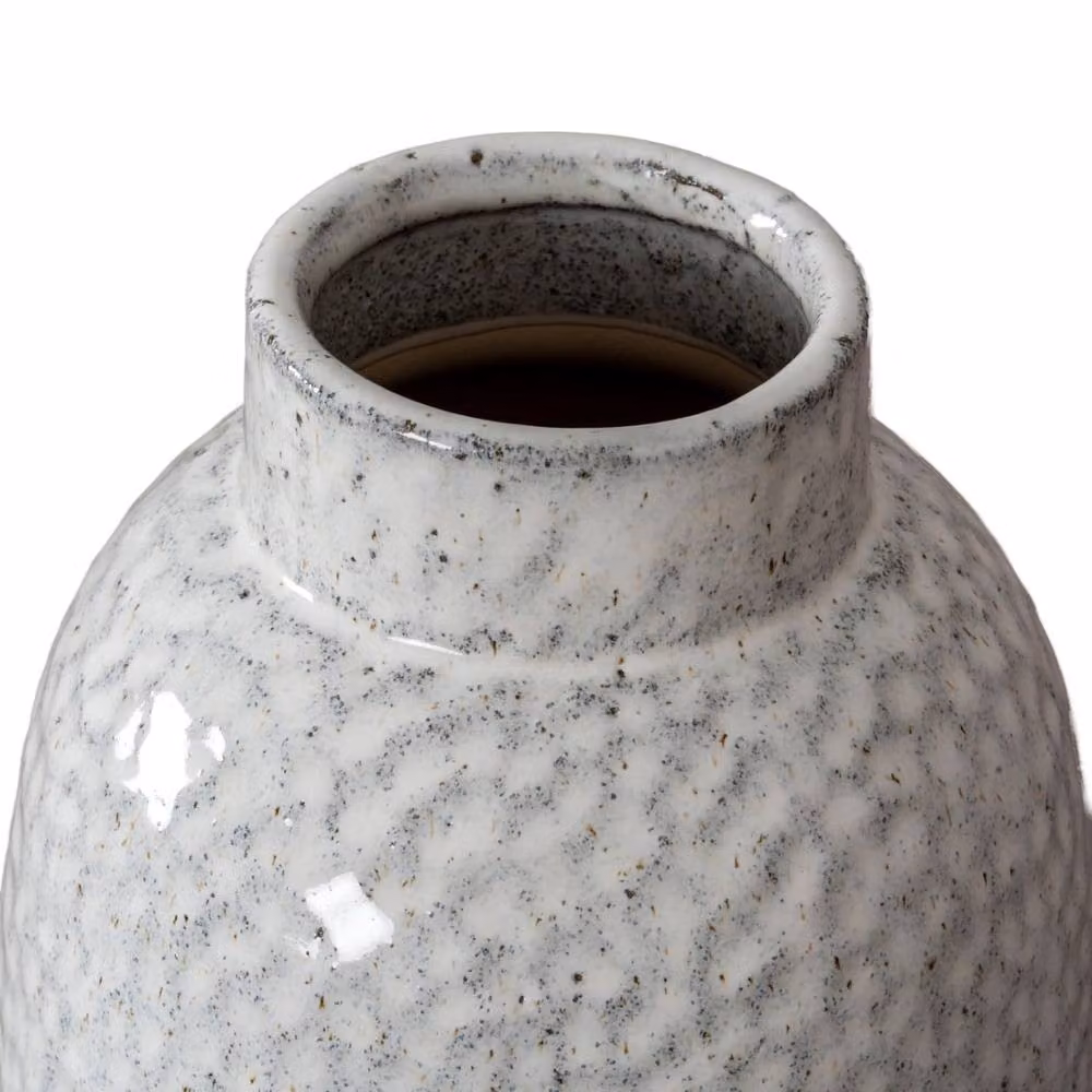 Wyld Haus Moss White Dimple Medium Ceramic Tabletop Vase H: 16 cm, W: 16 cm, D: 16 cm – 3