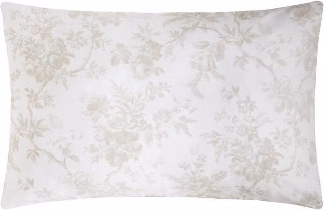 Laura Ashley Walled Garden Floral Cotton Housewife Pillowcase in Dove Grey and White
