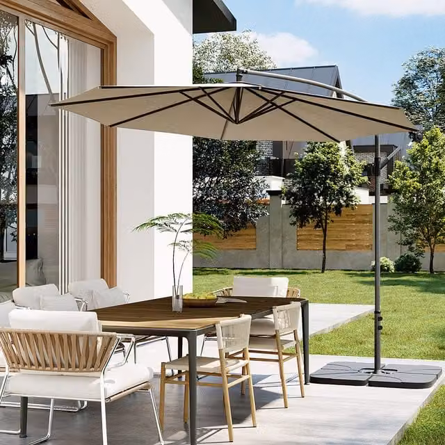Breeins 3m Cantilever Parasol with Fillable Steady Base in Beige