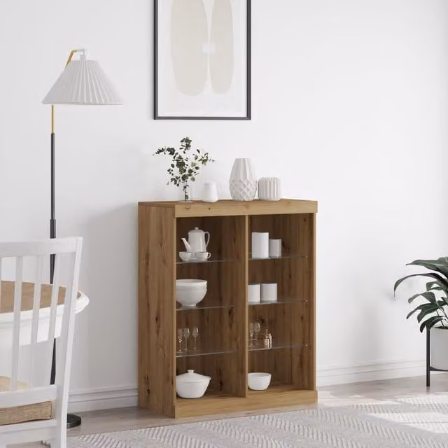 Berkfield Home Artisan Oak Sideboard with Integrated LED Lights, Brown, W: 41 cm, D: 37 cm, H: 100 cm – 1