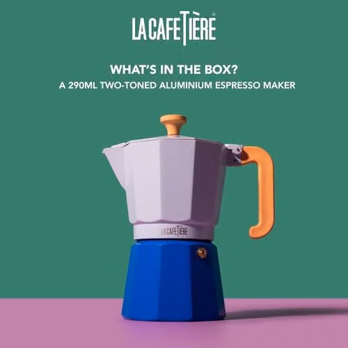 La Cafetiere Venice Aluminium Espresso Maker, Sky Blue, 6 Cup – 2