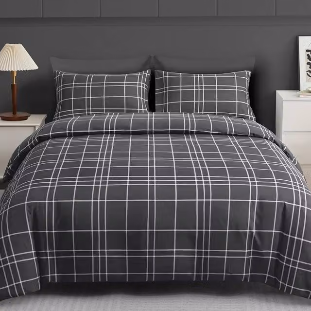 Grace Premium Reversible Microfibre Duvet Cover and Pillowcase Set in Charcoal Grey, Single Size