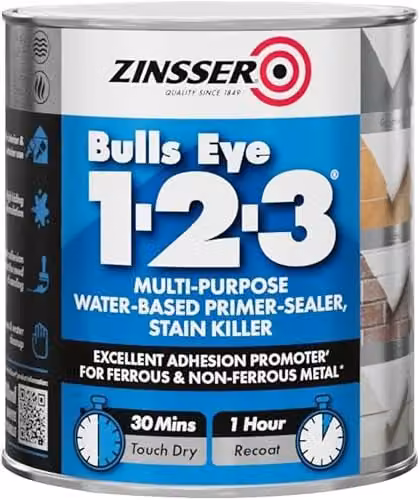 Zinsser Bulls Eye 1-2-3 Quick Drying Mould Resistant Bonding Primer, White, 500 ml