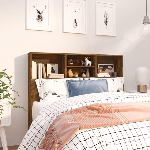 Berkfield Home Headboard Cabinet in Smoked Oak Brown, W/D/H: 120 x 19 x 103.5 cm – 1