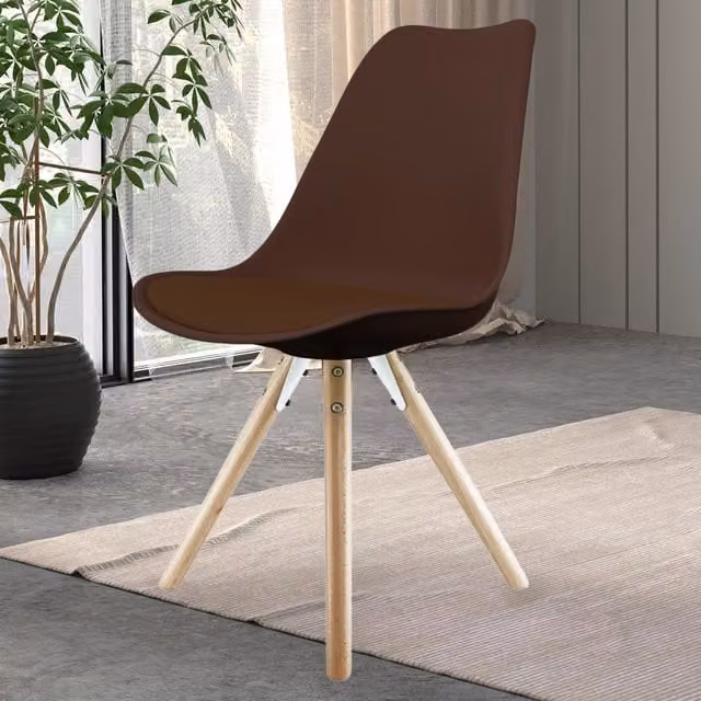 Fusion Living Soho Dining Chair in Brown with Wood Legs