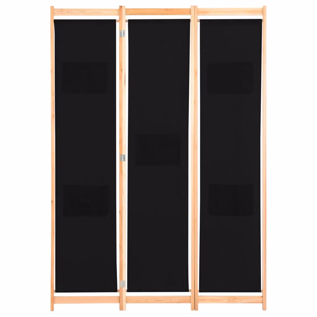 Berkfield Home 3-Panel Fabric Room Divider in Black, W/H/D: 120 x 170 x 4 cm – 2