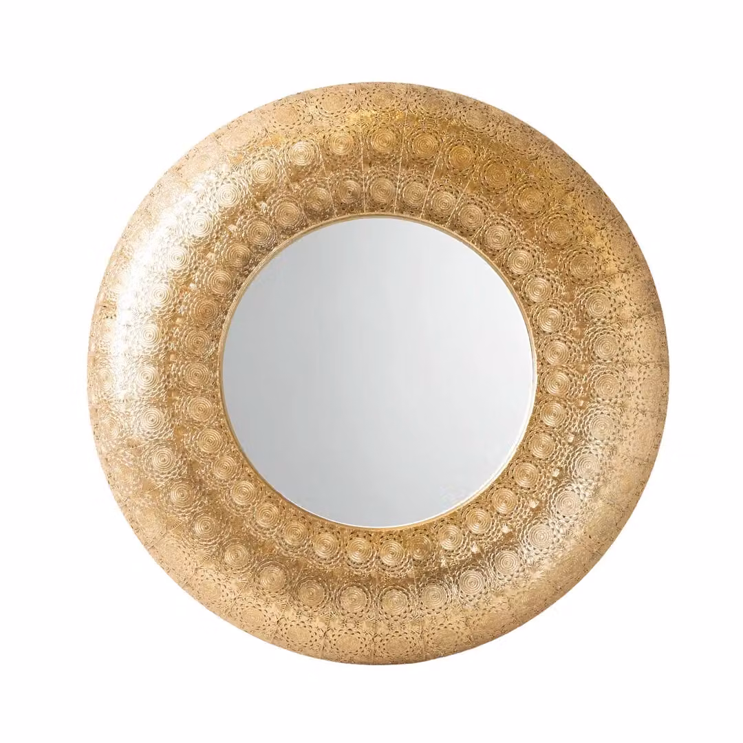 Madison & Mayfair Moroccan Style Round Wall Mirror with Gold Metal Frame – 2
