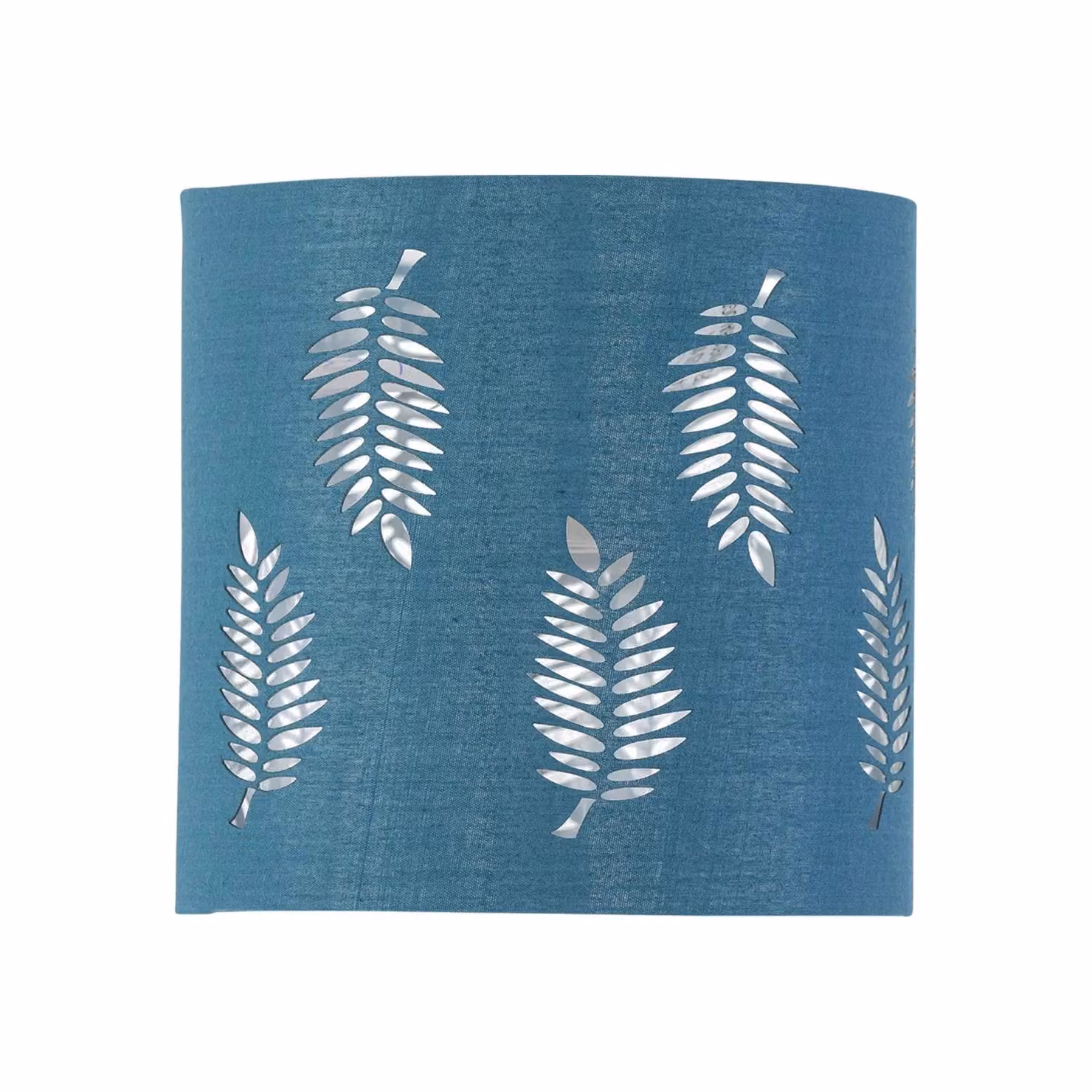 First Choice Lighting Fern Teal and Silver Cut Out Cylinder Table Lamp Shade – 2
