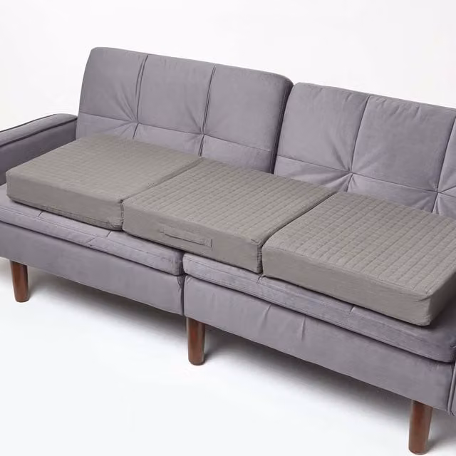 Homescapes Grey Cotton Orthopaedic Cold Foam Booster Cushion with Removable Machine Washable Cover, W: 100 cm