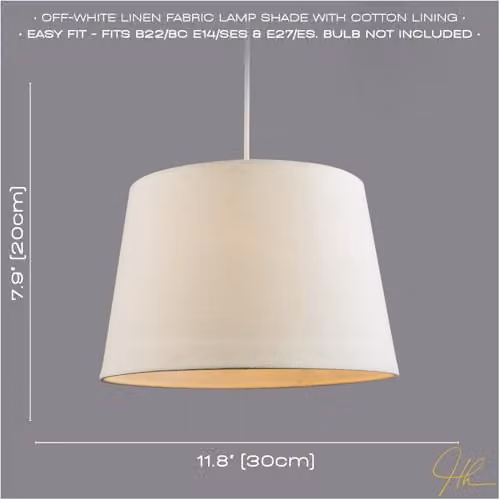 Happy Homewares Modern White Fabric Cylinder Drum Lampshade with Metal Reducer Ring W/D/H: 30 x 30 x 20 cm – 2