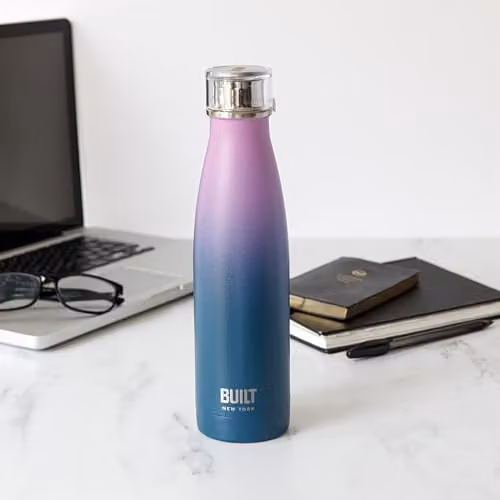 BUILT New York Perfect Seal Leakproof Insulated Stainless Steel Water Bottle, 480 ml, Pink and Blue Ombre – 5