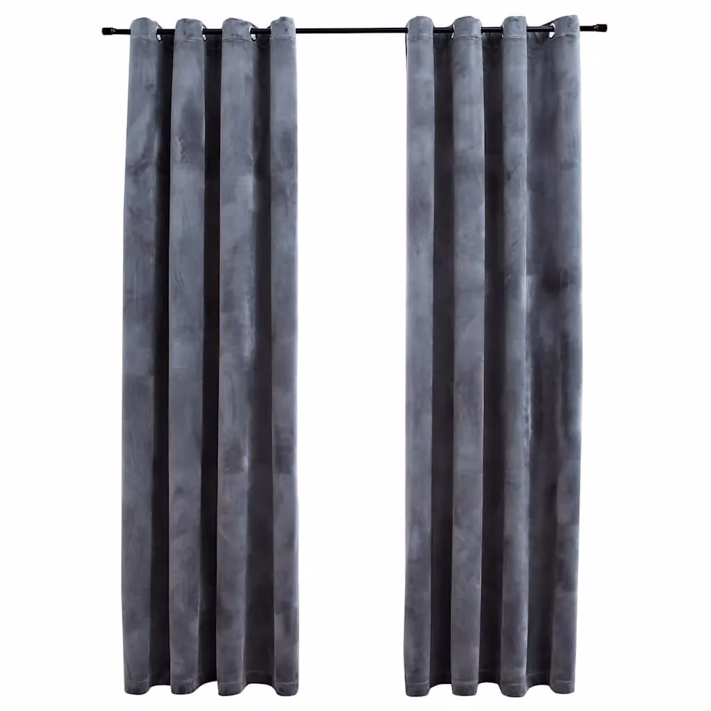 Berkfield Home Anthracite Velvet Blackout Curtains with Eyelets, 2 Pack, W: 140 cm, H: 225 cm – 2