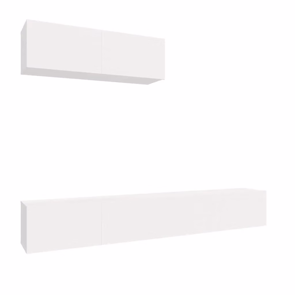Berkfield Home 3 Piece White Matt MDF Wall Mounted TV Cabinet Set – 2
